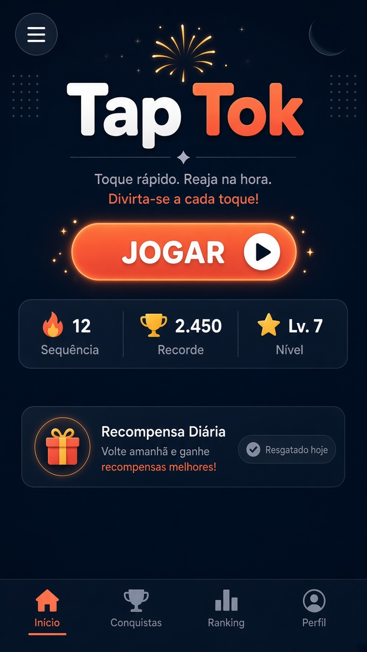Tela inicial do Tap Tok com o botão Jogar